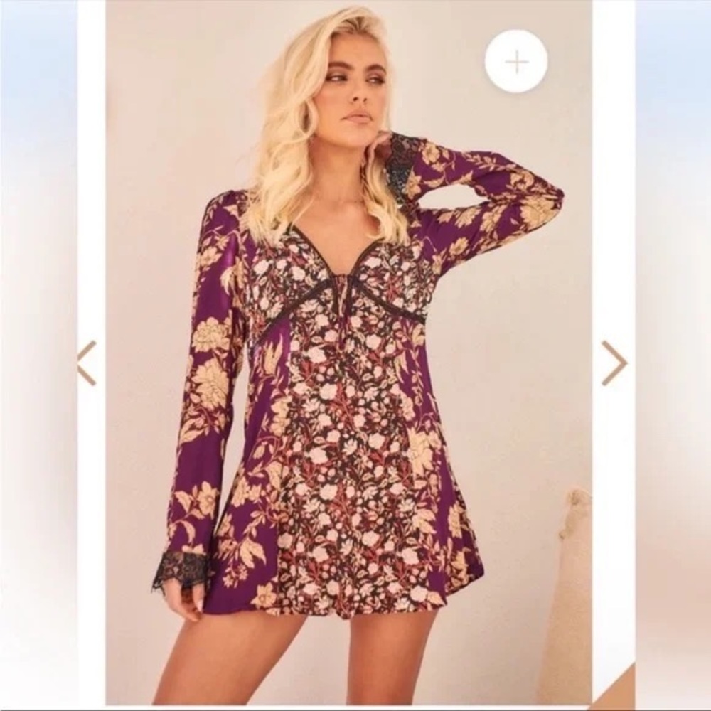 NWT Free People Odette Printed Tunic / Espresso Combo